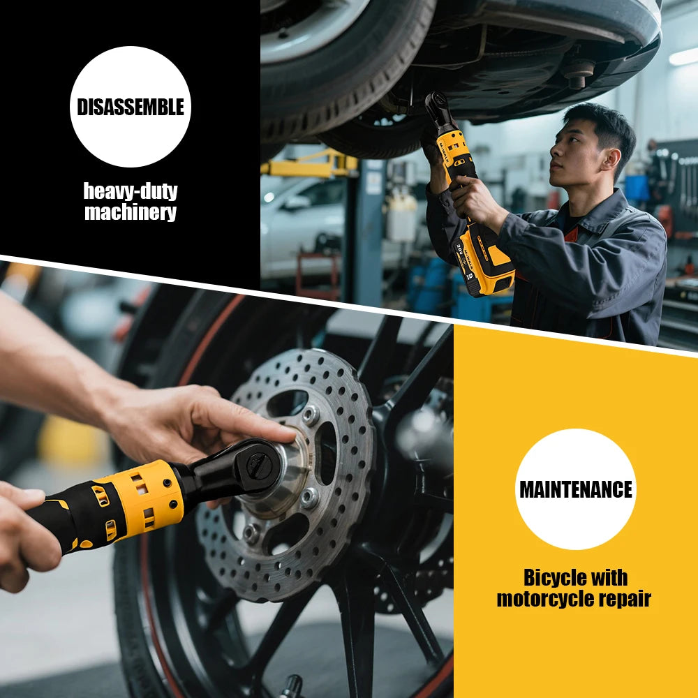 Cordless Electric Ratchet Wrench 95 N·m, 3/8 in (9.5 mm) & 1/2 in (12.7 mm) Impact Driver, Brushless, 20V Battery Compatible