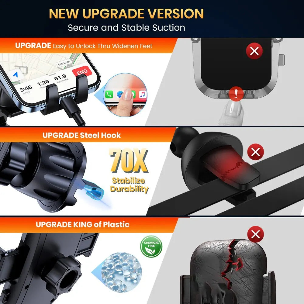 Universal Car Air Vent Phone Mount – Hands-Free Clamp Holder for 4–7 in (10–18 cm) Smartphones, 360° Rotating