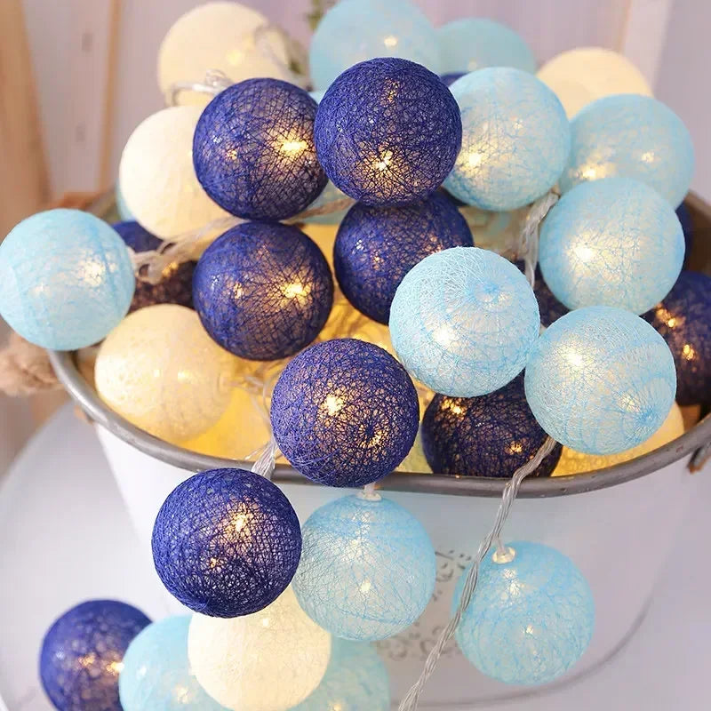 20 LED Cotton Ball String Lights 3.0m (9.8ft) Battery Operated Fairy Lights for Indoor Outdoor Wedding Christmas Patio Garden