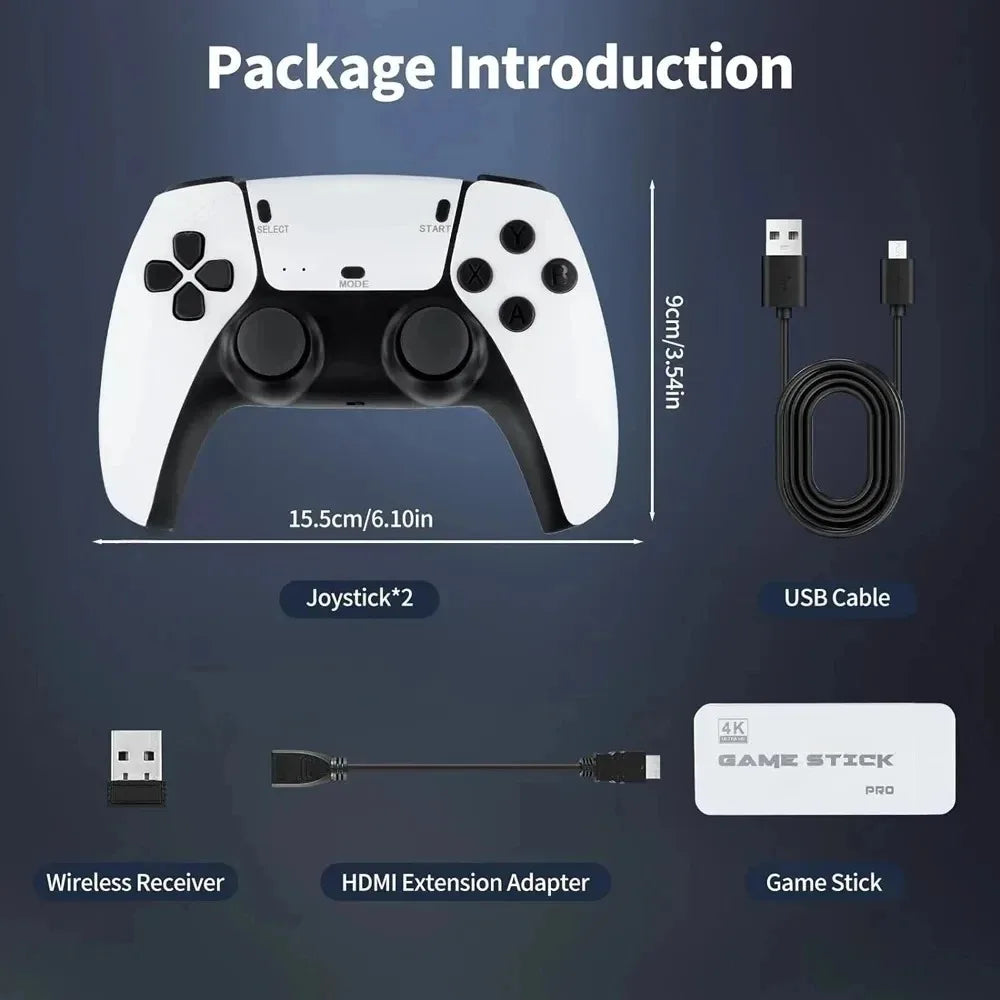 128GB Retro Game Stick TV Console 4K HDMI Wireless Gamepads 50,000+ Classic Arcade Games Two-Player
