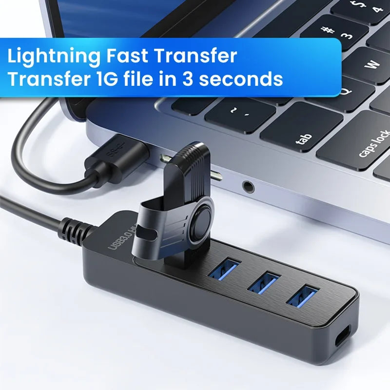 4-Port USB 3.0 Hub – USB-A & USB-C Multi-Function Expansion, Plug & Play