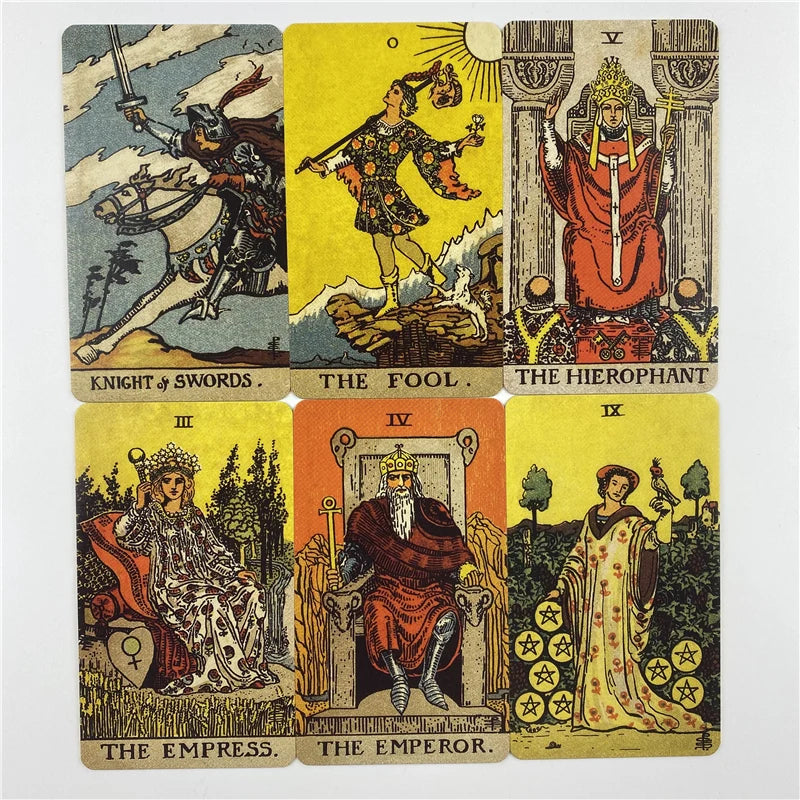 Gilded Borderless Tarot Card Deck in Metal Box with English Guidebook – Classic Vision Artwork