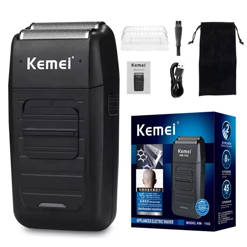 USB Rechargeable Cordless Hair Clipper & Shaver Kit - Men's Beard Trimmer Travel Barber Set