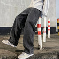 Men's Korean Streetwear Loose Wide-Leg Jeans - Straight Baggy Pants in Black & Light Blue