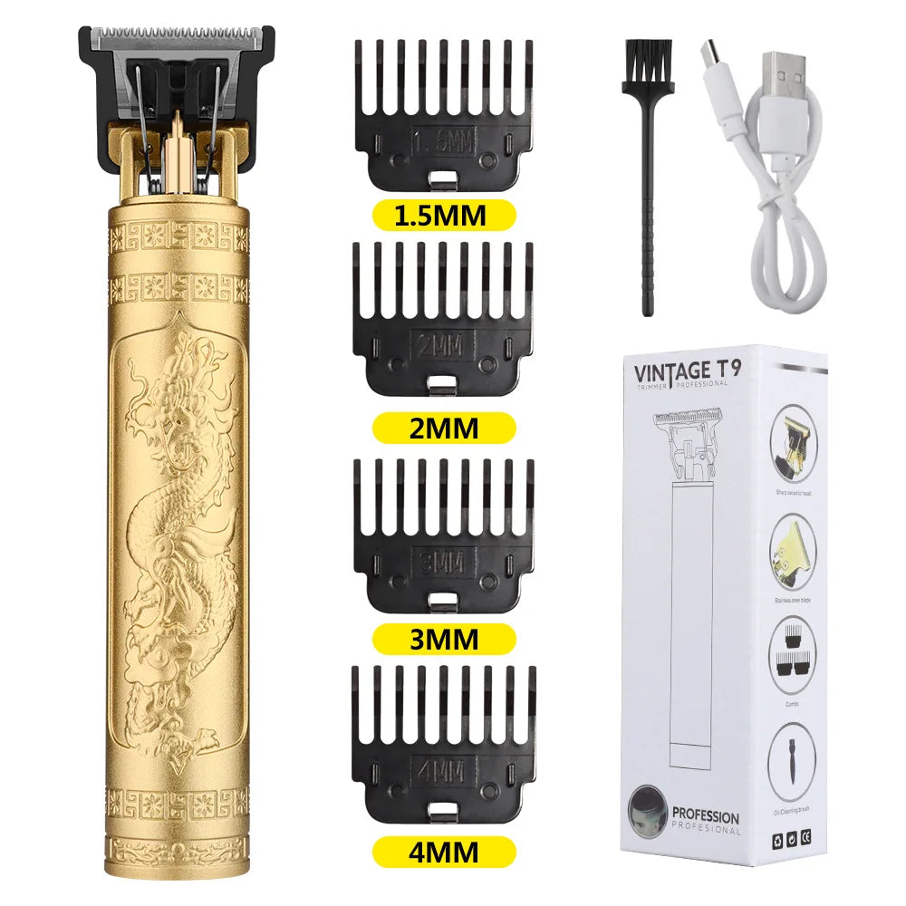 Retro Haircutting & Trimmer Set for Men — Rechargeable Electric Shaver & Beard Trimmer for Sensitive Skin, 60-Min Runtime