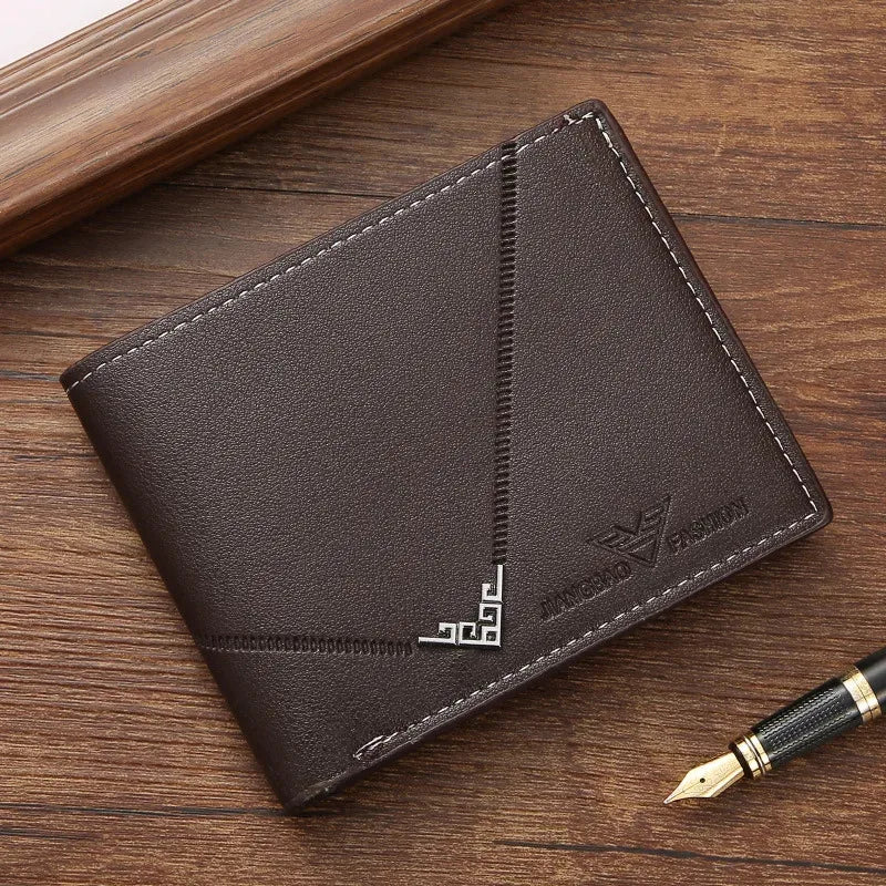 Men's Slim PU Leather Bifold Wallet – Compact Card & ID Holder for Business & Casual