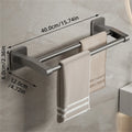 Self-Adhesive Double Towel Bar No-Drill Bathroom Towel Rack White/Gray