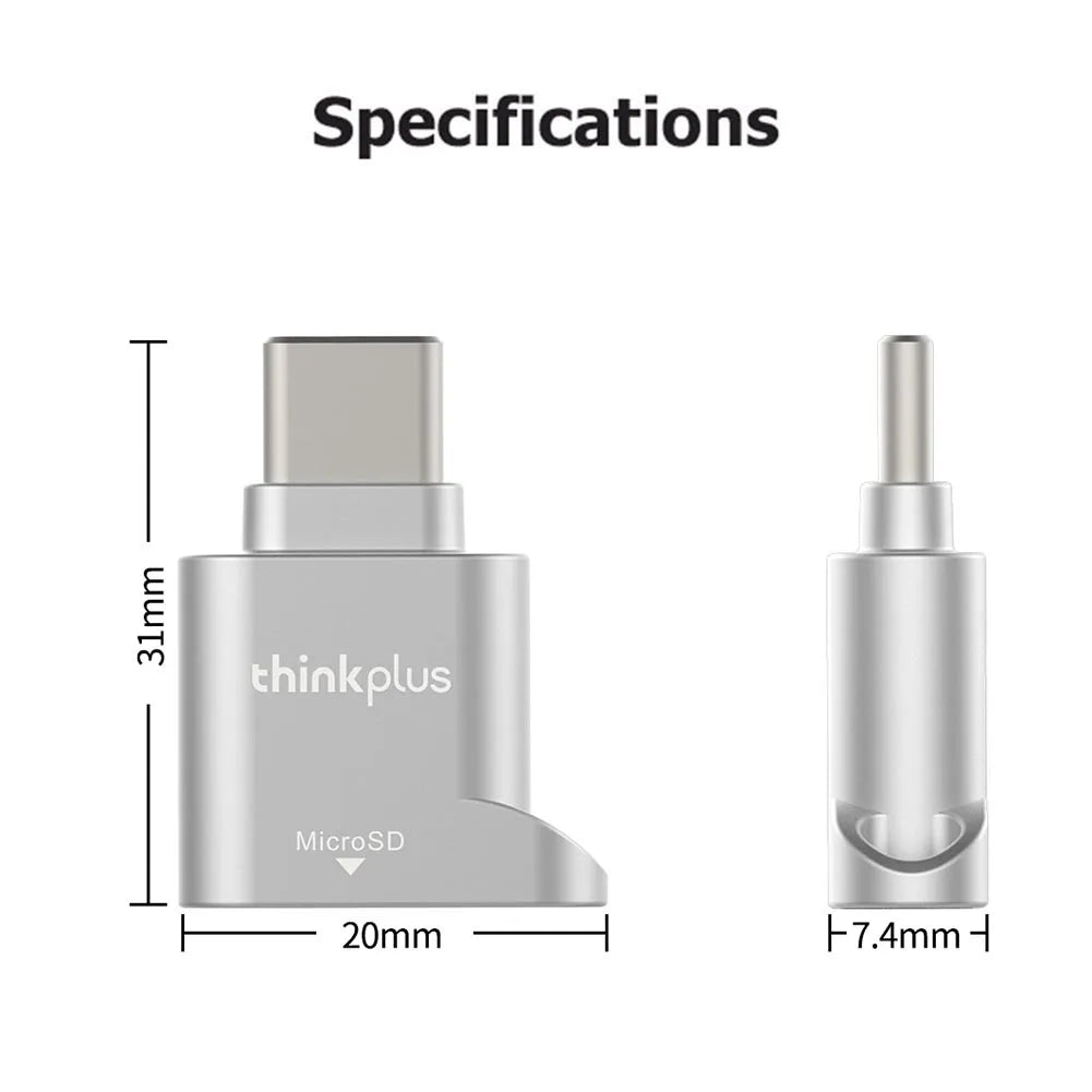 USB-C Micro SD Card Reader Mini Metal TF/TransFlash Type-C OTG Adapter – Portable Memory Card Reader (Up to 512GB)