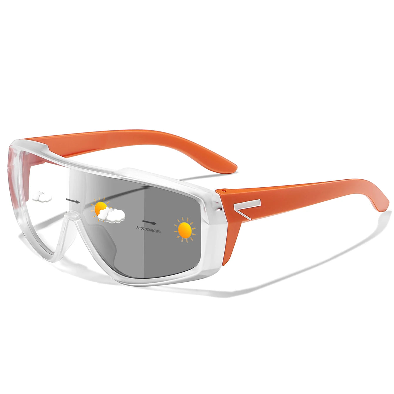 Unisex Photochromic Road Bike Sunglasses - Polycarbonate Lenses, 142 mm (5.6 in) W x 58 mm (2.3 in) H