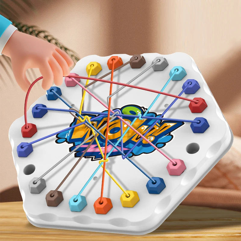 Kids Rope Knot Puzzle Board Game - Colorful Twisted Rope Logic Toy for Ages 7+ Parent-Child Interactive