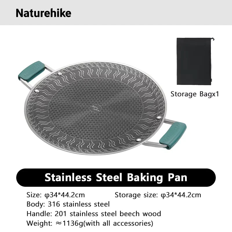 Nonstick Folding Round Grill Pan Portable Outdoor BBQ Griddle for Camping & Picnic