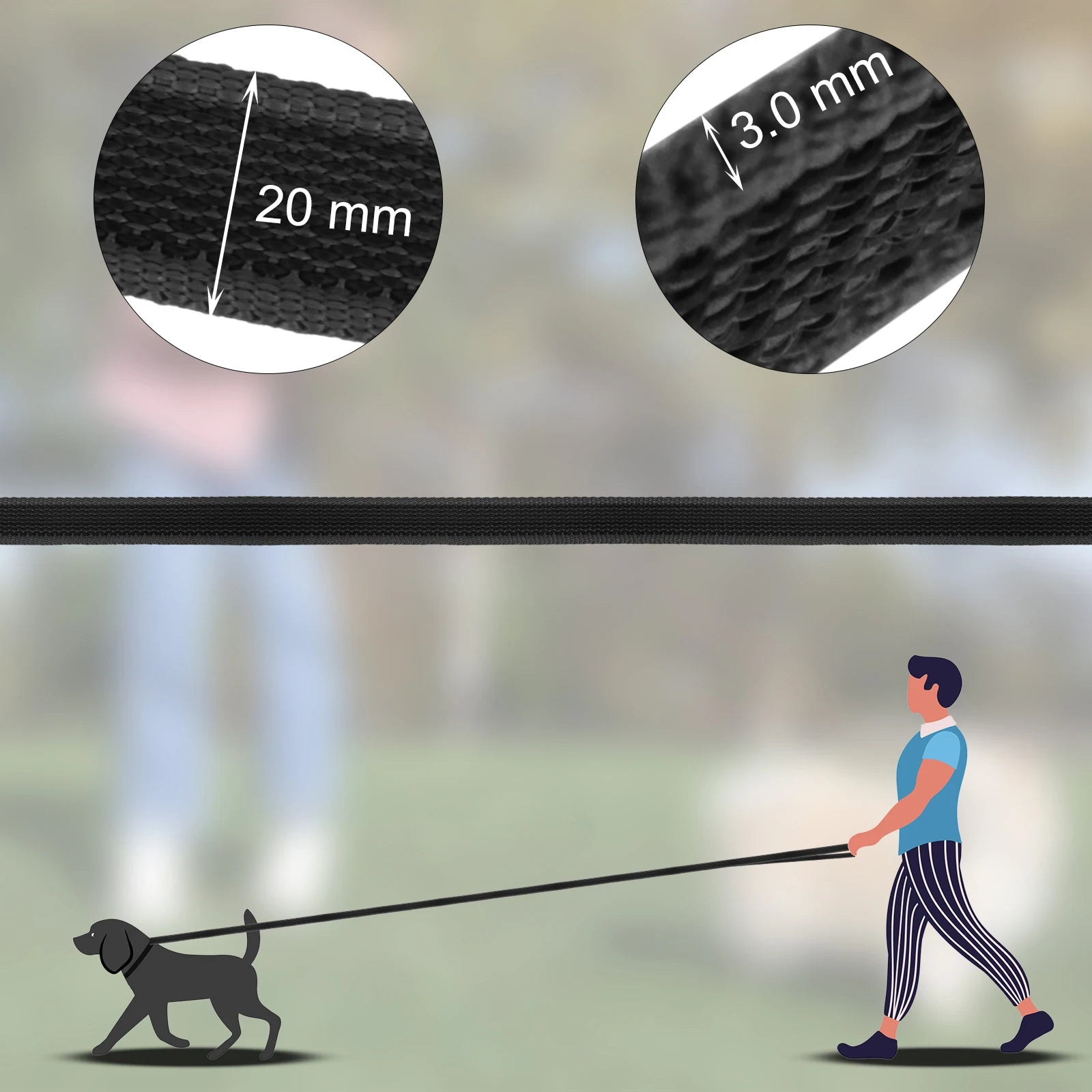 Dual-Color Dog Leash – Durable Fiber Training Lead, Multiple Lengths 1.5m/2m/3m/5m/10m/15m (4.9–49.2 ft)