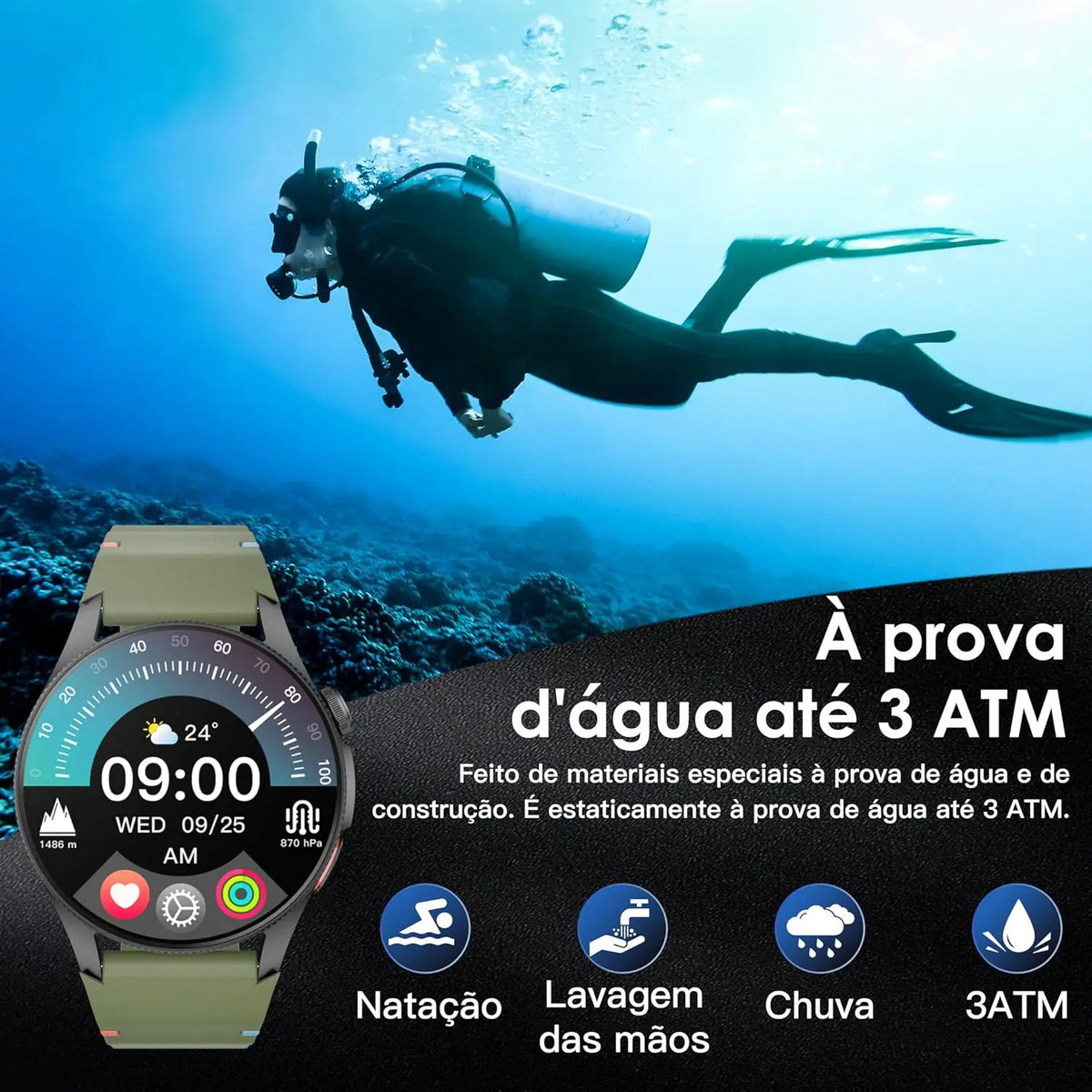 GPS Smartwatch 1.43 in (36.3 mm) AMOLED Display, 50m Waterproof, 150+ Sports Modes, Heart Rate SpO2 Sleep Tracker, Bluetooth Call & Voice Assistant