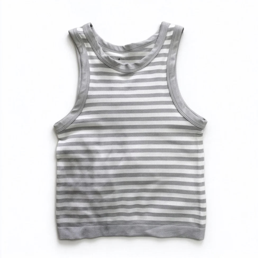 Ribbed Striped Women's Tank Top - Sleeveless Summer Top for Ladies