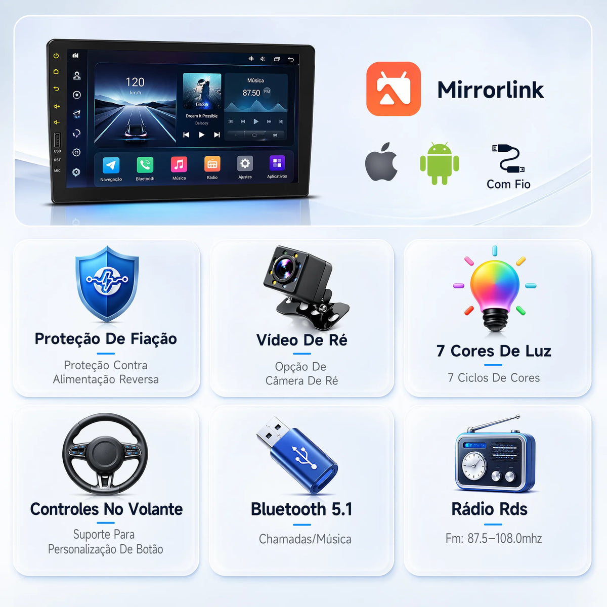 9-Inch (23 cm) 1-DIN Car MP5 Stereo Bluetooth Touchscreen Radio Mirror Link FM Multimedia Player