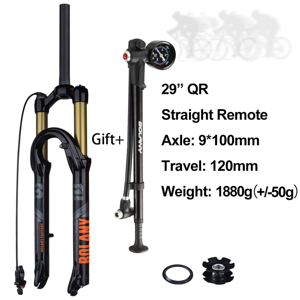 120mm (4.7in) Travel Mountain Bike Air Fork 27.5/29 in, 32mm (1.26in) Stanchion Magnesium Alloy Suspension - Orange