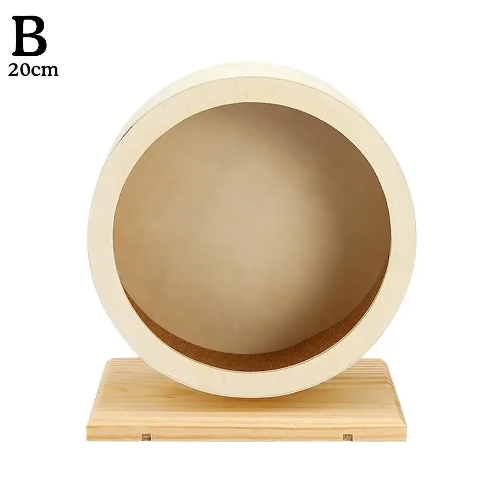 Wooden Hamster Running Wheel - Silent Cork-Pad Pet Exercise Wheel (15cm/5.9in, 20.5cm/7.9in, 25cm/9.8in)