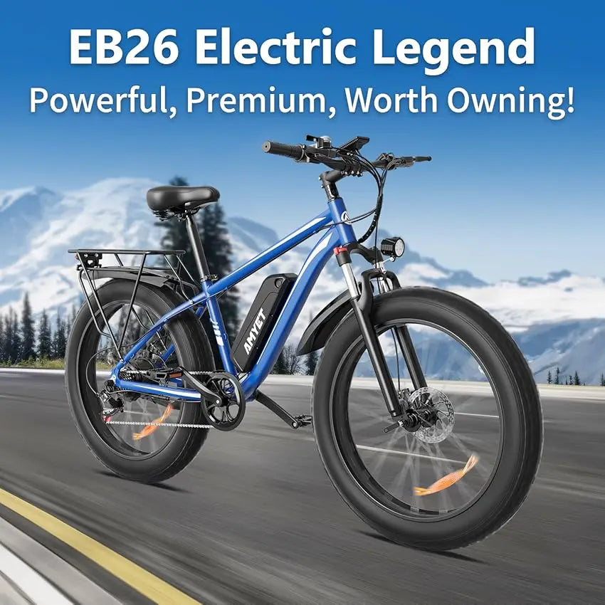 26" Electric Fat Tire Mountain Bike — 1500W Peak, 48V 15Ah Battery, 26x4.0 Off‑Road eBike, Up to 31 mph (50 km/h)