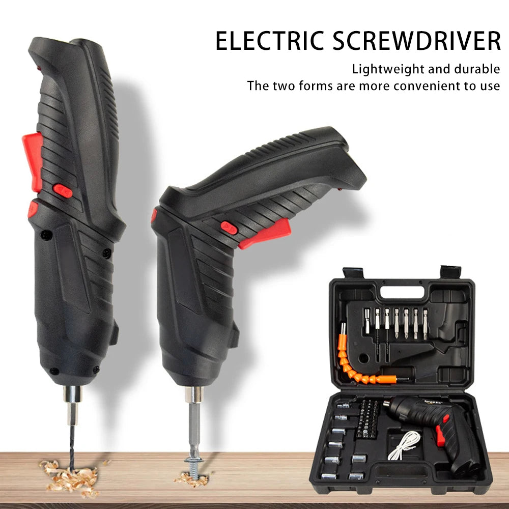 47-Piece 3.6V Cordless Electric Screwdriver Kit, 1800mAh Rechargeable Mini Drill for Home DIY & Furniture Installation