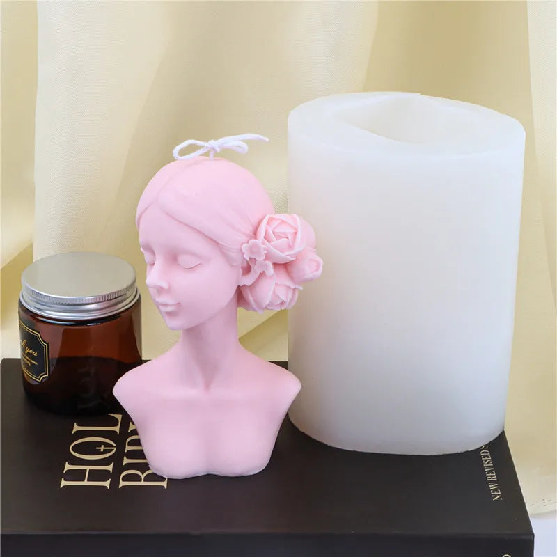 Silicone Mold for DIY Blindfolded Girl Sleeping Beauty Figurine Candle & Plaster Mold 10 x 8 x 8 cm (3.94 x 3.15 x 3.15 in)