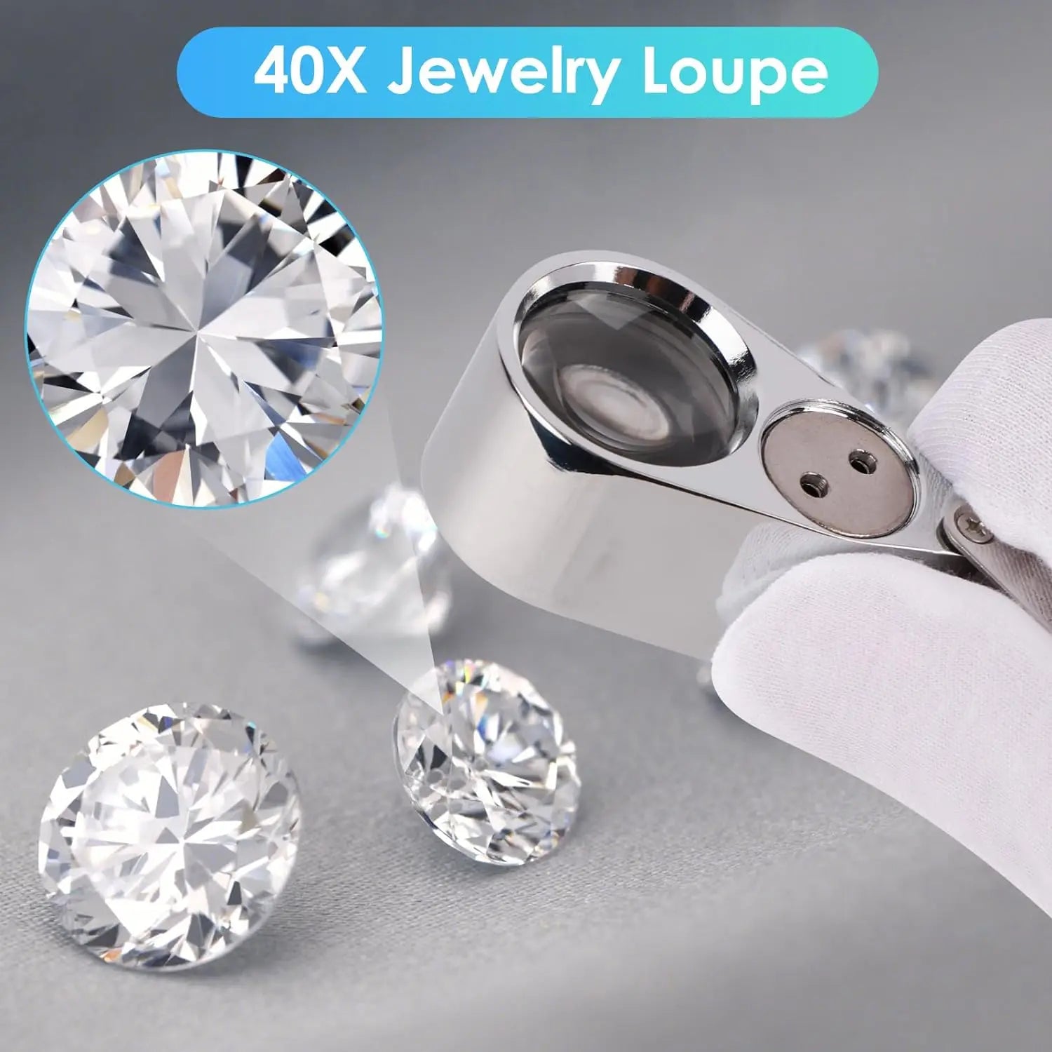 40X Jeweler's Loupe Magnifier LED & UV Illuminated Folding Pocket Magnifying Glass for Jewelry, Coins & Hobbies