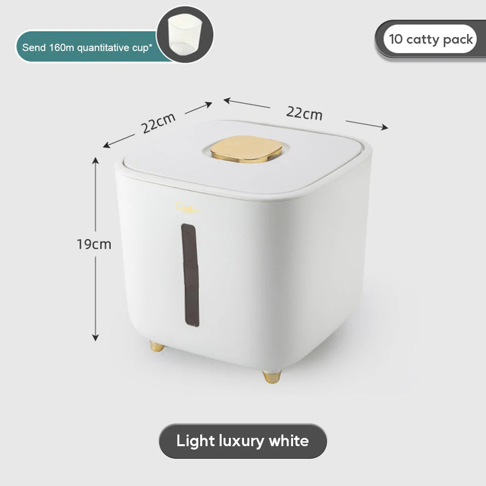Airtight Pest-Proof Rice & Grain Storage Container — 5 kg / 10 kg (11 lb / 22 lb) Moisture-Proof Kitchen Bin with Double Silicone Seal, Pet Food Dispenser