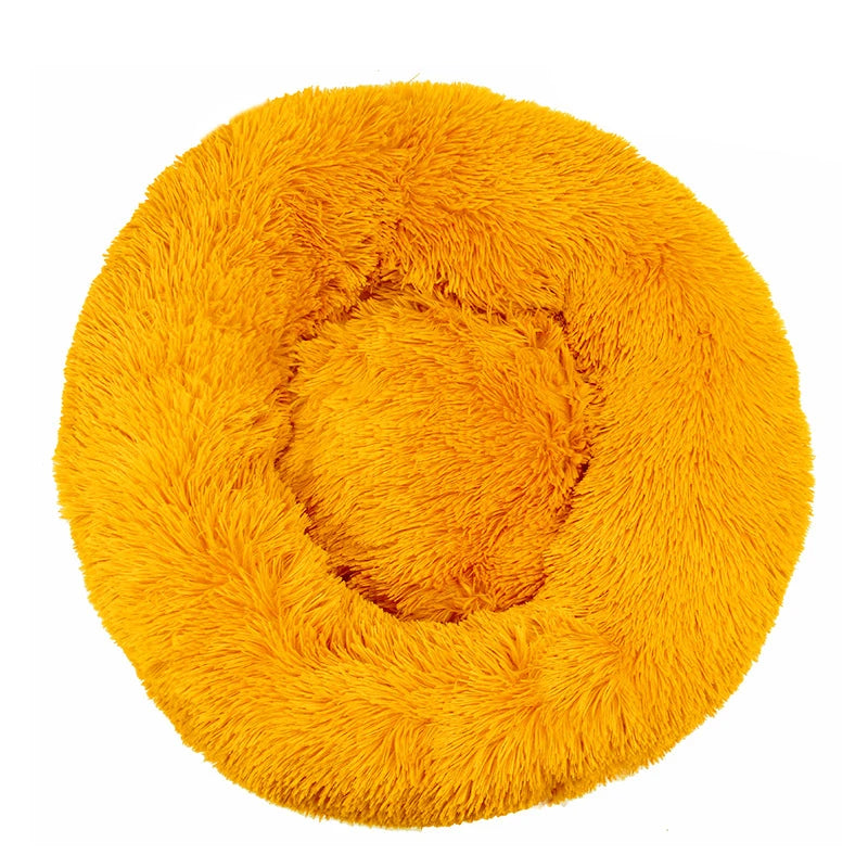 Round Plush Pet Bed 40–100cm (15.7–39.4 in) — Super Soft Long Plush Dog & Cat Bed, Winter Warm Nest