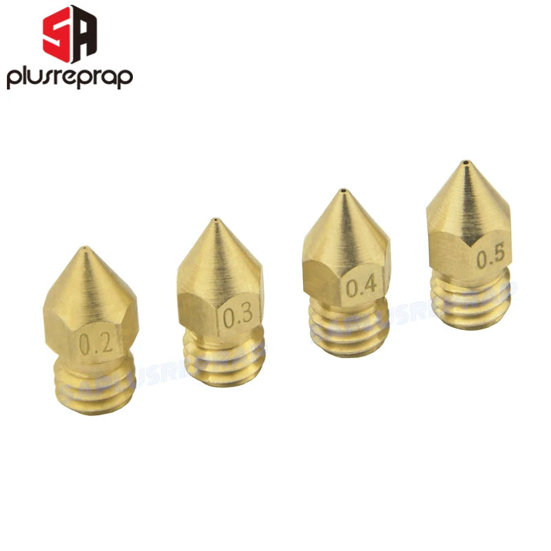 Brass 3D Printer Nozzles — 5/10-Pack 0.2–1.0mm Options for 1.75mm Filament — Extruder Print Head Replacement