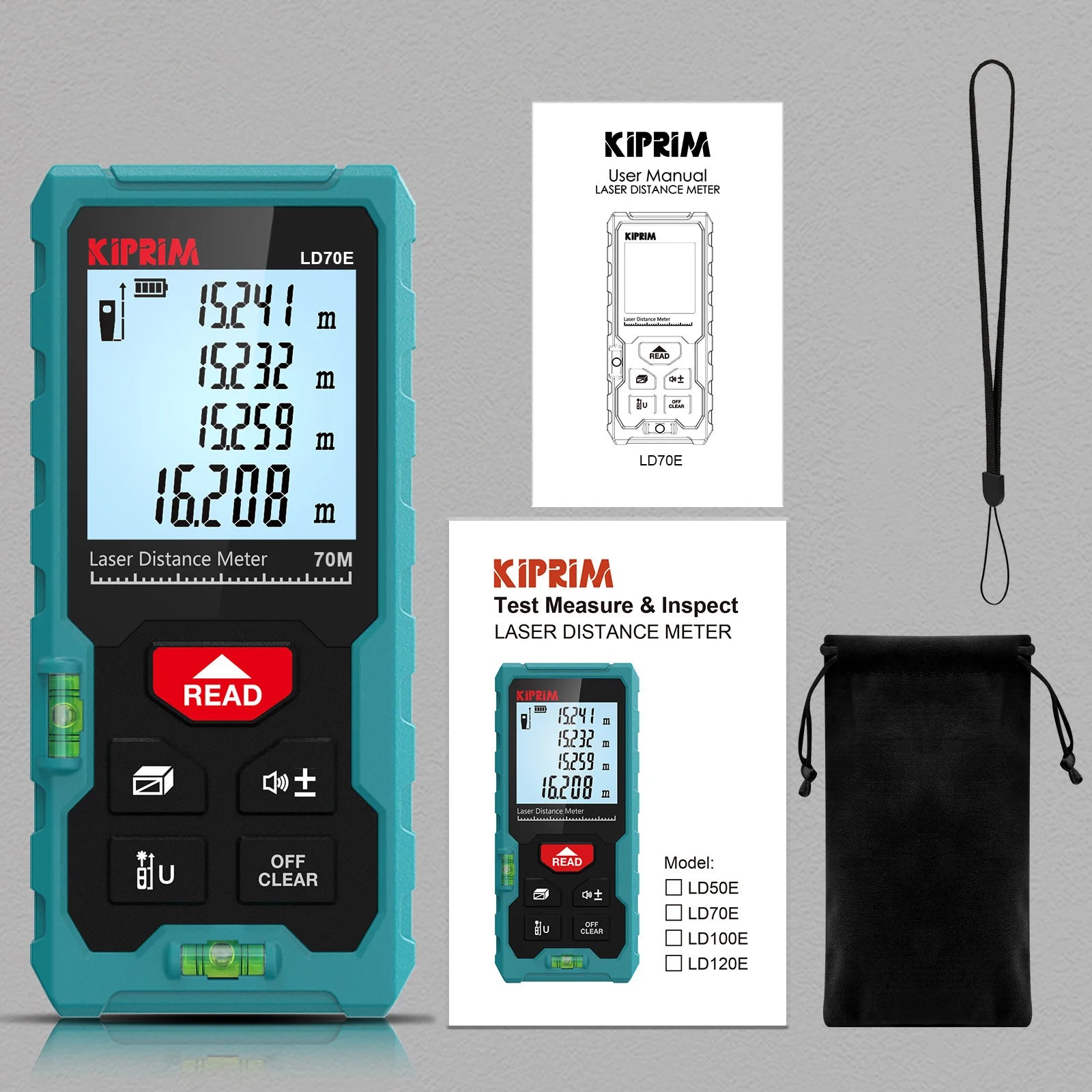 Mini Laser Rangefinder 50m / 70m / 100m (164ft / 229ft / 328ft) Portable Laser Distance Meter, High Accuracy ±2mm, Backlit