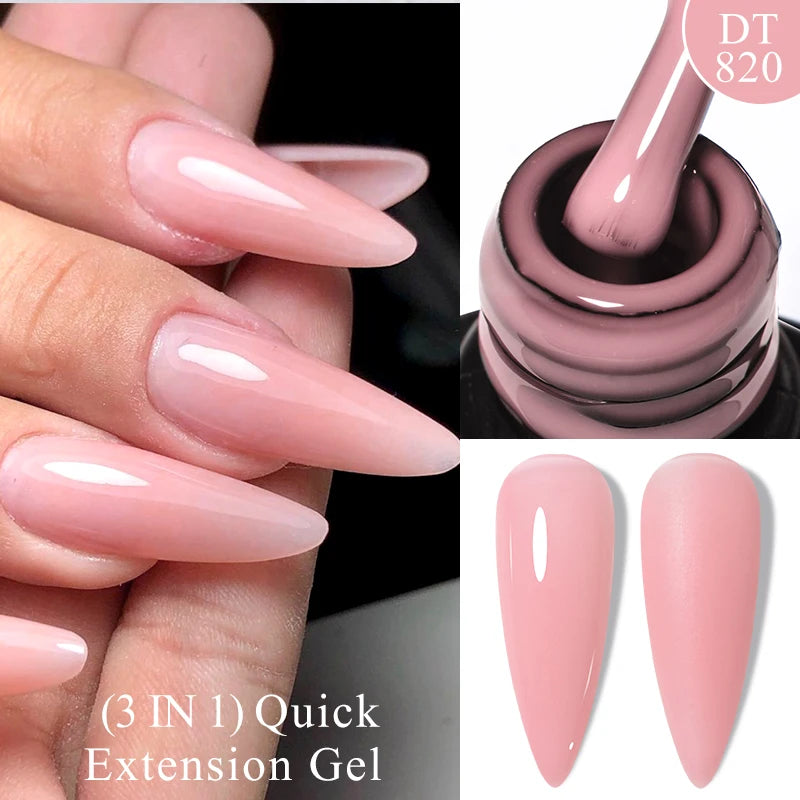 7ml Quick Extension Gel Nail Polish – Glitter Pink, Gold, Purple, Milky White | UV/LED Builder Gel for Nail Extensions