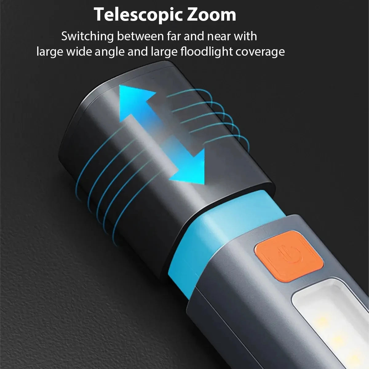 Mini Zoomable LED Flashlight with COB Side Light - Waterproof Portable Torch for Camping, Fishing & Hunting