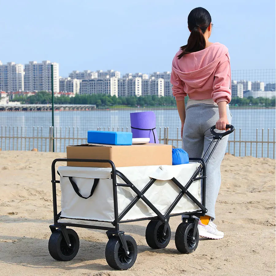 Collapsible Folding Beach Wagon Cart – Heavy-Duty 500 lb (227 kg) Portable Utility & Camping Trolley