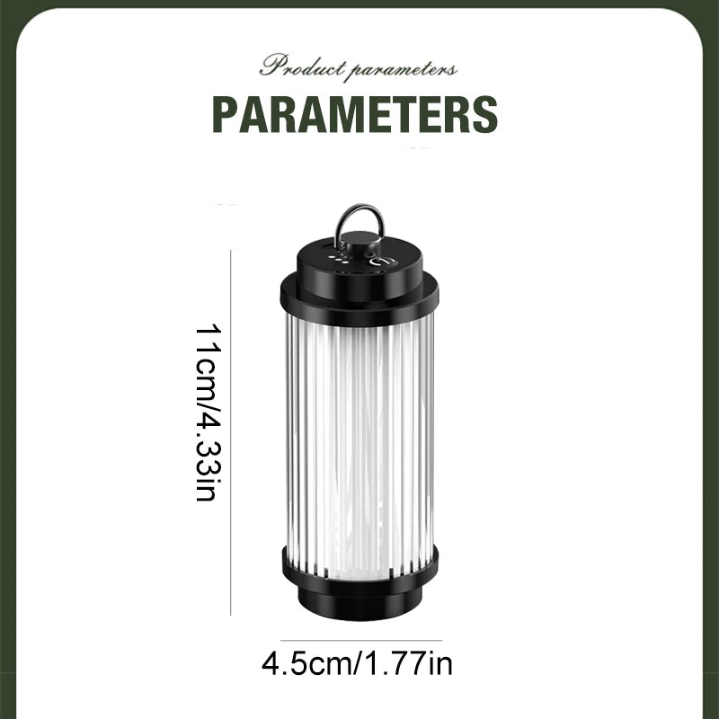 LED Camping Lantern 5 Modes, USB-C Rechargeable, Adjustable Hanging Hook & Bracket Mount