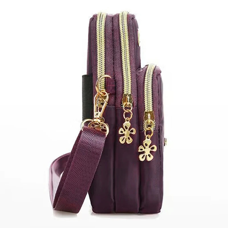 Women's Mini Crossbody Bag – Vertical Wrist Wallet & Phone Pouch, Nylon Zipper Purse