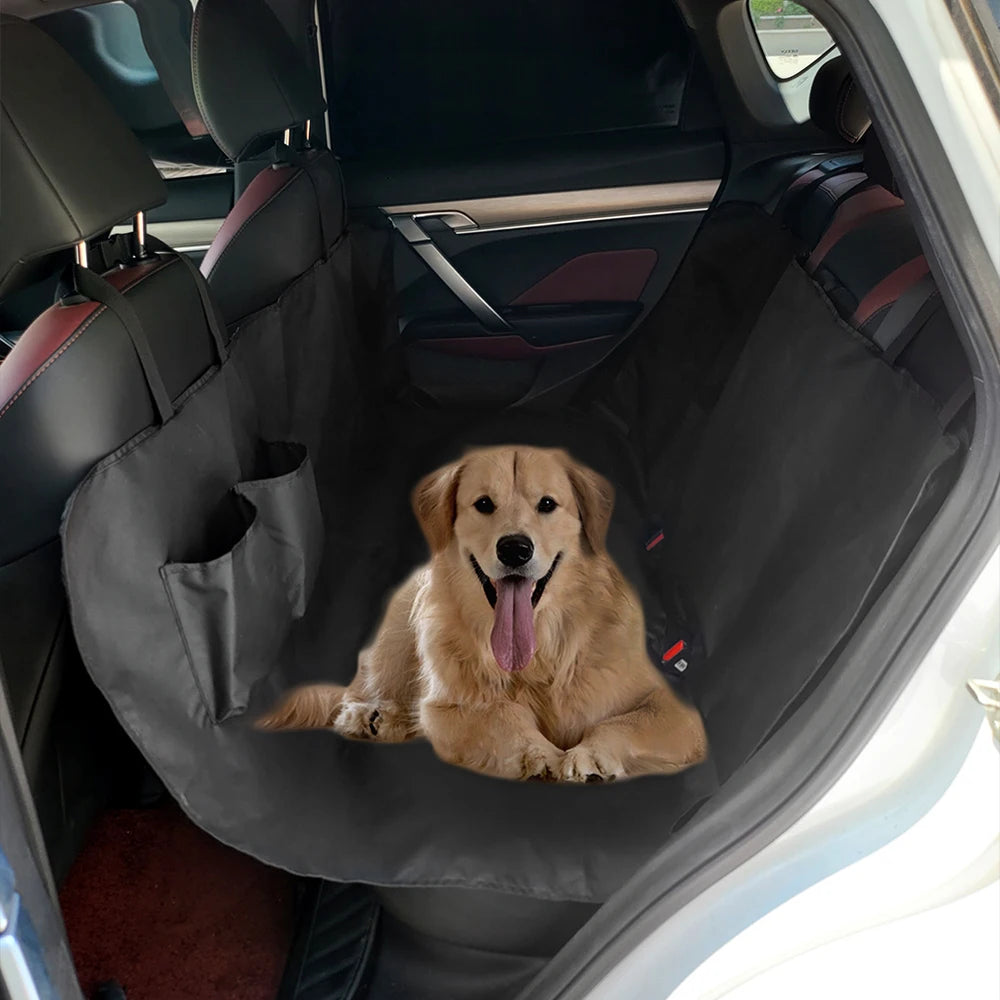 600D Oxford Waterproof Dog Car Seat Cover Hammock with Storage Pocket - Pet Travel Seat Protector
