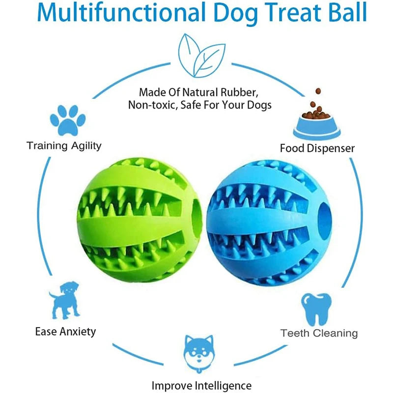 Interactive Rubber Chew Ball for Dogs & Cats — Treat Dispenser & Tooth-Cleaning Puppy Toy (5 cm / 2 in & 7 cm / 2.8 in)