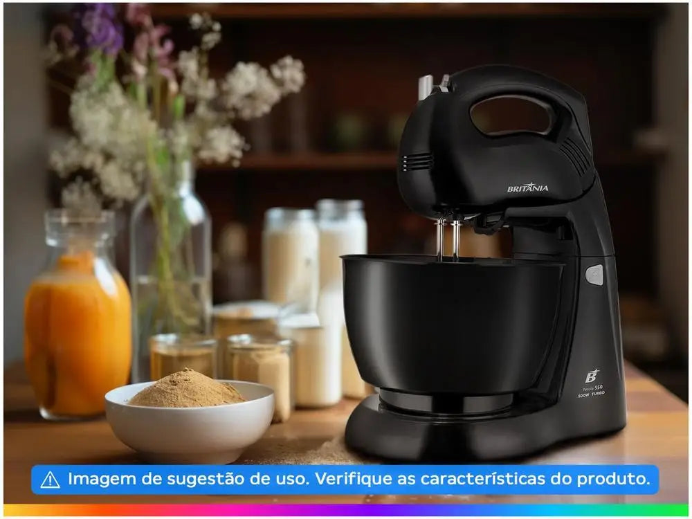 500W Mixer 4.3L (4.5 qt) 4 Speeds + Turbo – Black, 110V