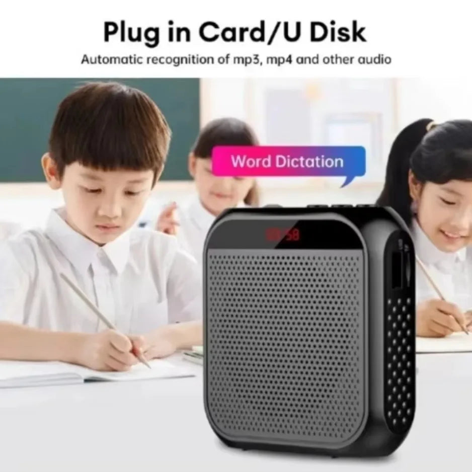 Portable 5W Voice Amplifier with Headset Microphone – 2200mAh Rechargeable Wearable Speaker, USB/TF Playback for Teachers & Tour Guides