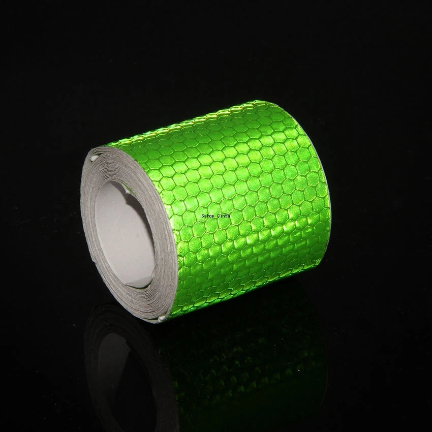 5cm x 3m (2 in x 9.8 ft) Reflective Self-Adhesive PVC Tape — Waterproof High-Visibility Warning Strip for Car, Bicycle & Motorcycle Helmet