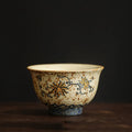 Handmade Floral Ceramic Tea Cup 45ml (1.5 fl oz) - Vintage Travel Teacup for Personal Tea & Meditation, 1-Pack