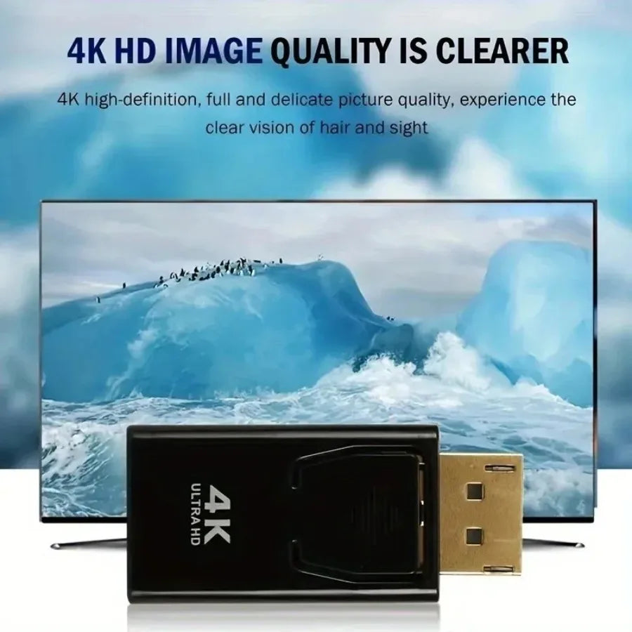 4K DisplayPort to HDMI Adapter – DP to HDMI Converter with Audio for Laptop PC HDTV