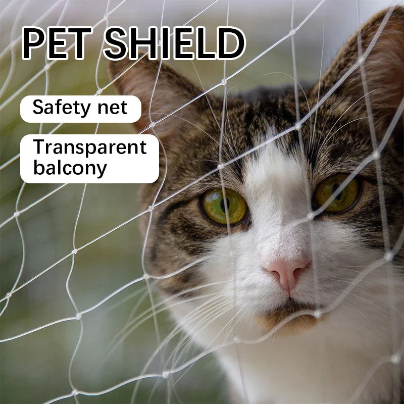 Balcony and Window Pet Safety Net – Transparent Nylon Mesh with Steel Wire Grid – Cat and Small Dog Fall Prevention