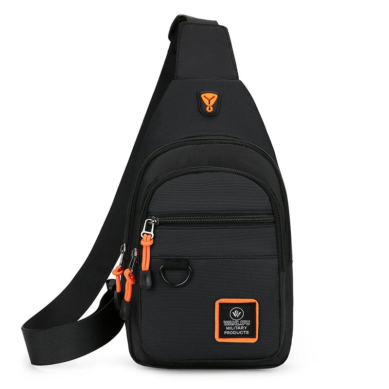 Men's Casual Nylon Chest Sling Bag - Small Crossbody Phone Pouch for Running, Cycling & Travel (Fits up to 7.9-inch Tablet)