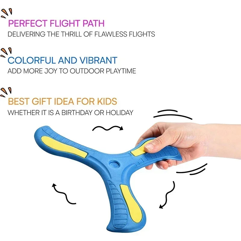 Soft Foam Three-Leaf Boomerang Flying Disc for Kids & Adults, Beginner-Friendly Outdoor Throwing Toy