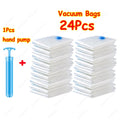 Reusable Vacuum Storage Bags — 1–24 Pack Space-Saving Compression Bags for Clothes, Blankets & Travel (11.8–51.2 in / 30–130 cm)