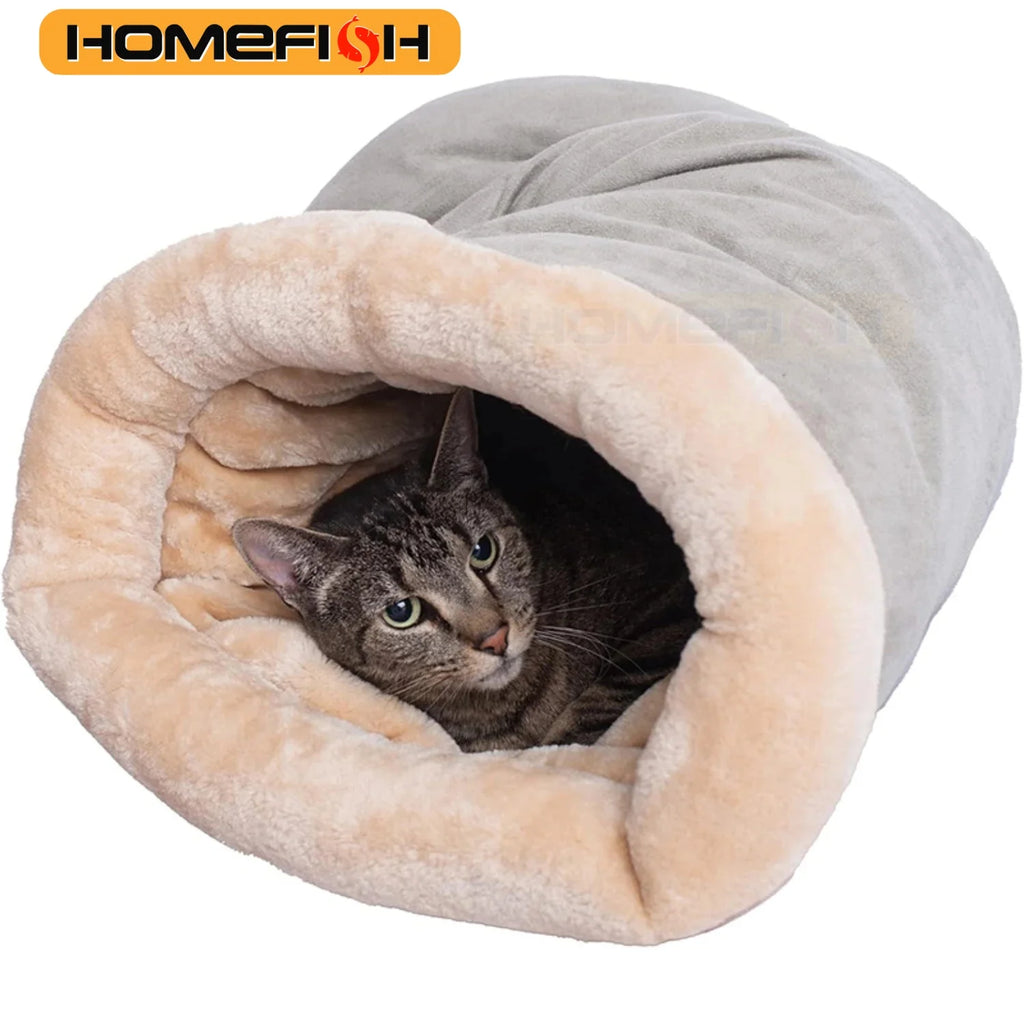 Semi-Enclosed Washable Cat Sleeping Bag Bed – Warm Nest for Small/Medium Cats, 65 x 48 cm (25.6 x 18.9 in)