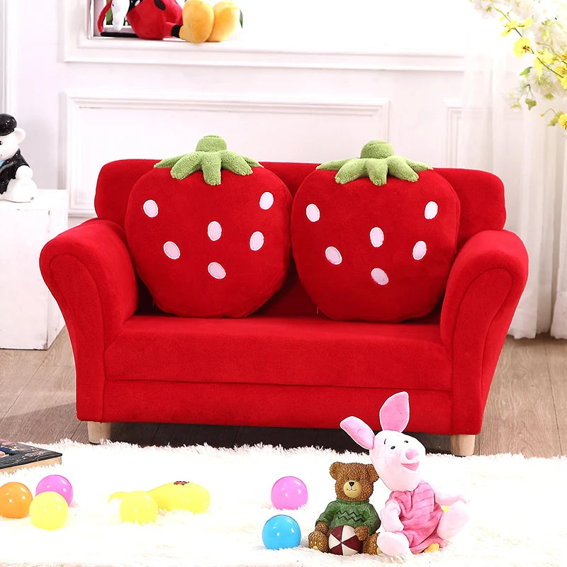 Children's Strawberry Cartoon Fabric Sofa - Cute Kids Tatami Combination Baby Couch