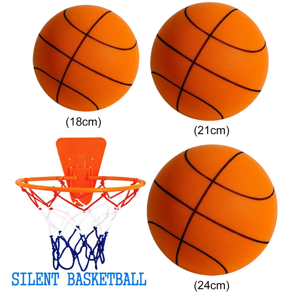 Silent Foam Basketball for Kids – Indoor Squeezable Bounce Ball, Diameter 18/21/24 cm (7.1/8.3/9.4 in)