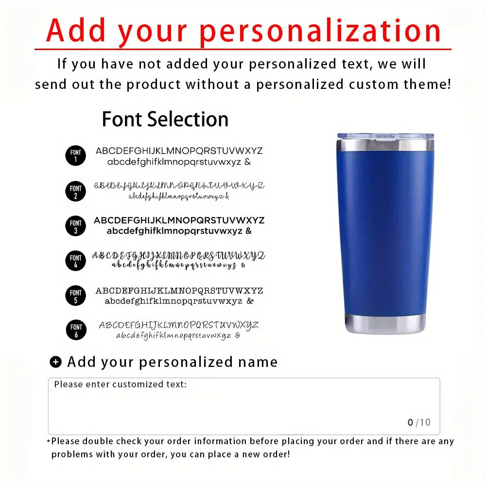 Personalized Engraved Stainless Steel Insulated Travel Tumbler - Custom Name Reusable Travel Mug Gift for Men and Women