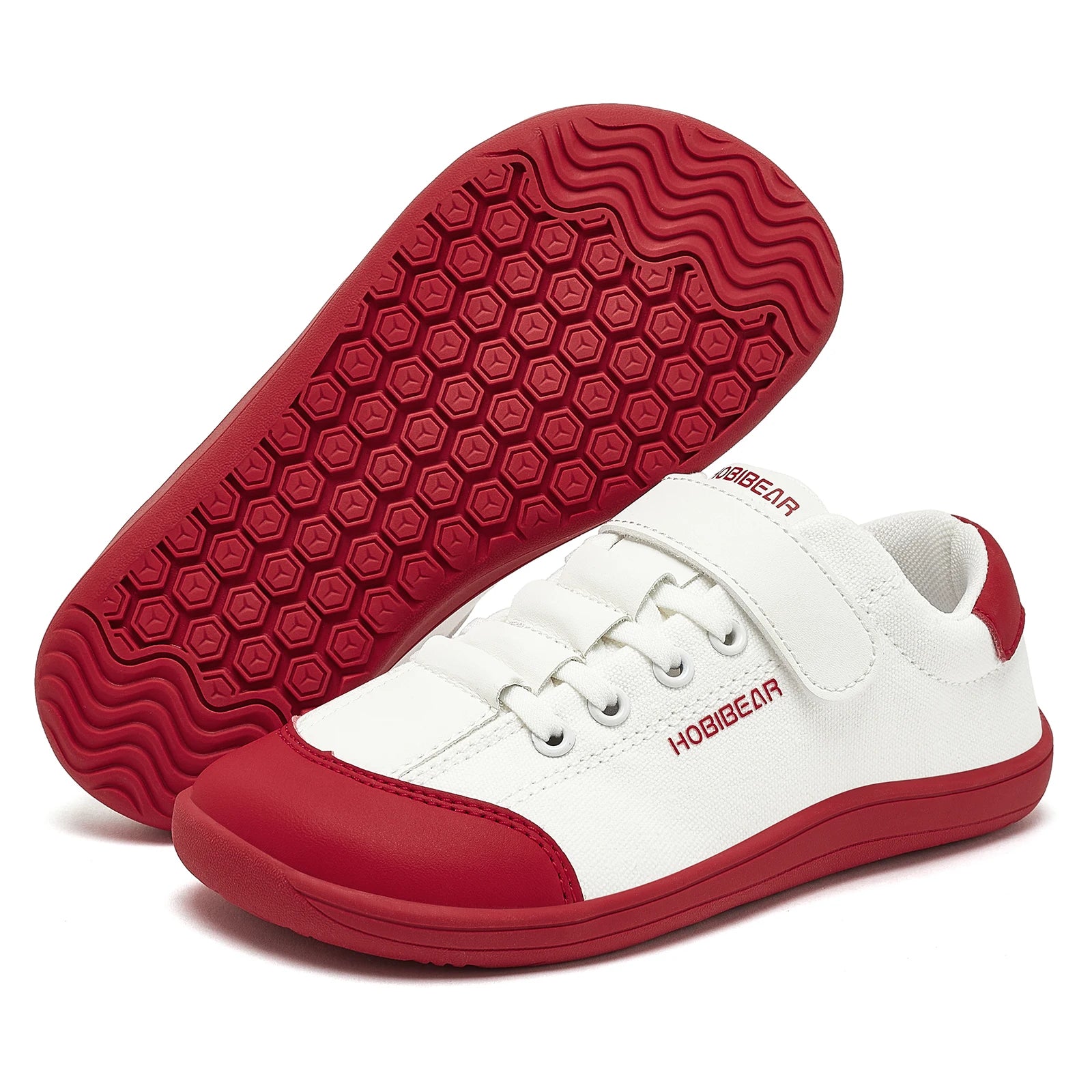 Kids Barefoot Wide Toe Minimalist Sneakers Unisex Lightweight Hook & Loop PU Leather & Textile Shoes